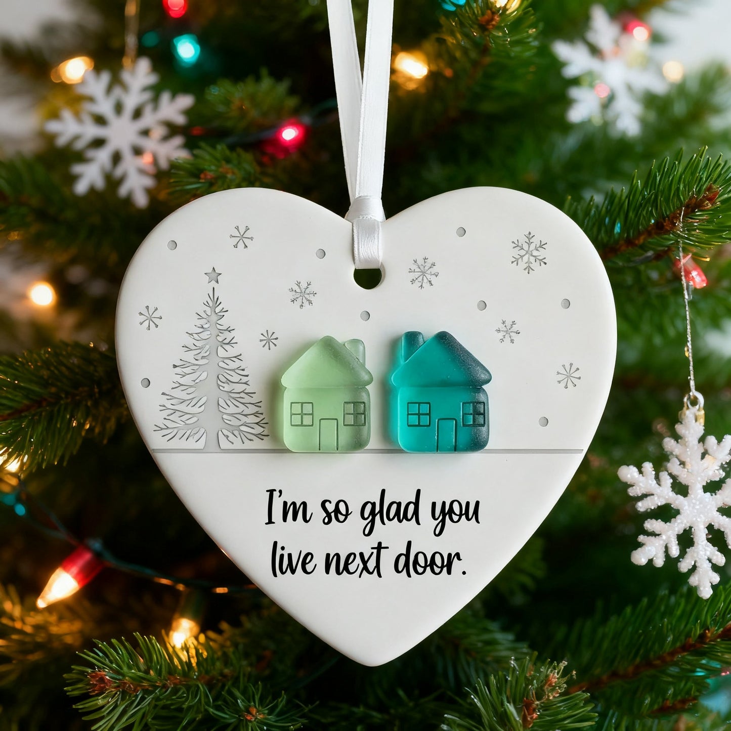 🏠Last Day 49% OFF -💝"I'm so glad you live next door" Christmas Heart-shaped Ornament
