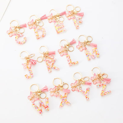 🔥 49% OFF Holiday Sale! 🎁Butterfly Letter Keychain Tassel Design Vibrant Durable Lightweight Gift