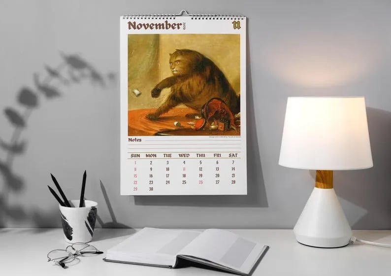 Last Day 49% OFF - 🔥Boxing Day Promotion📅Weird cats in renaissance 2026 Wall Calendar