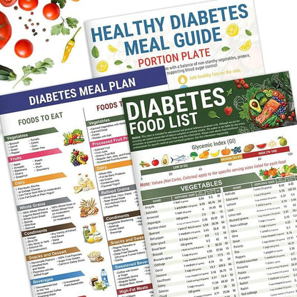 🎁Hot Sale 49% OFF - 3 Counts Diabetic Food Chart Brochure & Meal Planner - Low GI Foods, Calories, Glycemic Index, and Vitamin Chart