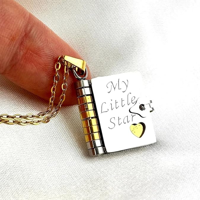 📿My Little Star Book Necklace for Daughter, Birthday Day Gift Graduation Jewelry of Love💖