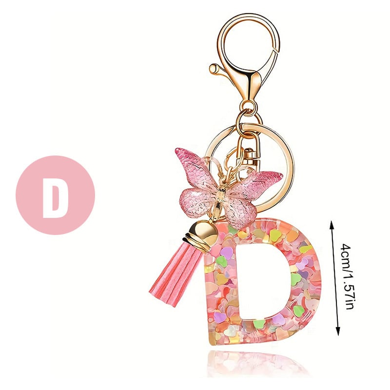 🔥 49% OFF Holiday Sale! 🎁Butterfly Letter Keychain Tassel Design Vibrant Durable Lightweight Gift