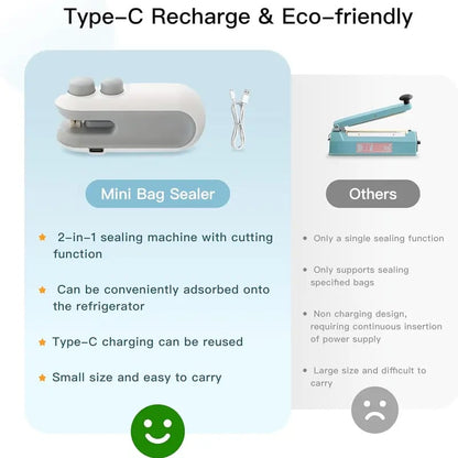 ✨Last Day 49% OFF💥Small 2-in-1 Rechargeable Magnetic Snack Sealer Household Mini Sealing Machine