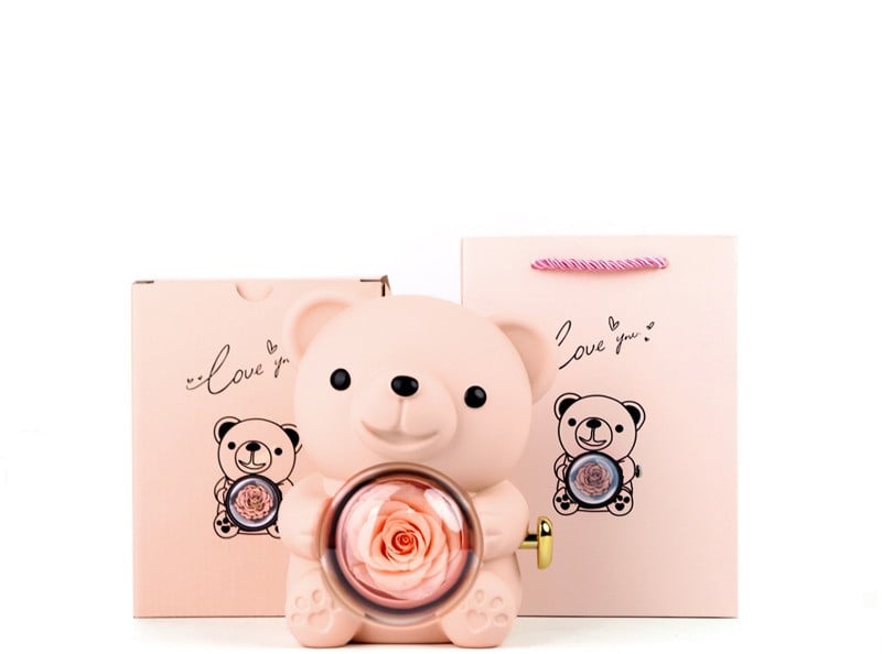 🏆Flash 49%⚡ Almost Gone-🧸 🌹 Cute Teddy Bear with Preserved Rose Gift Box 🎁