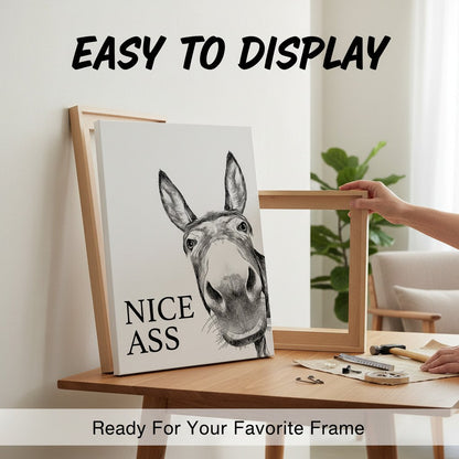 🔥Last Day 49% OFF🤣Funny Bathroom Wall Art - "Nice Ass" Donkey Print