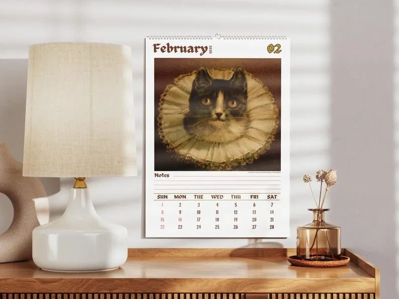 Last Day 49% OFF - 🔥Boxing Day Promotion📅Weird cats in renaissance 2026 Wall Calendar