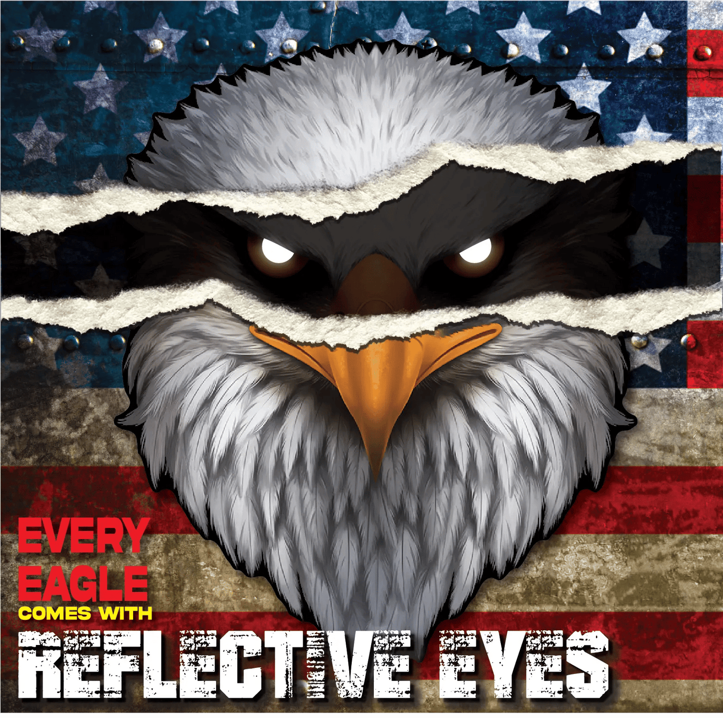 Reflective Eyes Eagle Decal – Patriotic USA Flag Vinyl Sticker for Cars & Trucks
