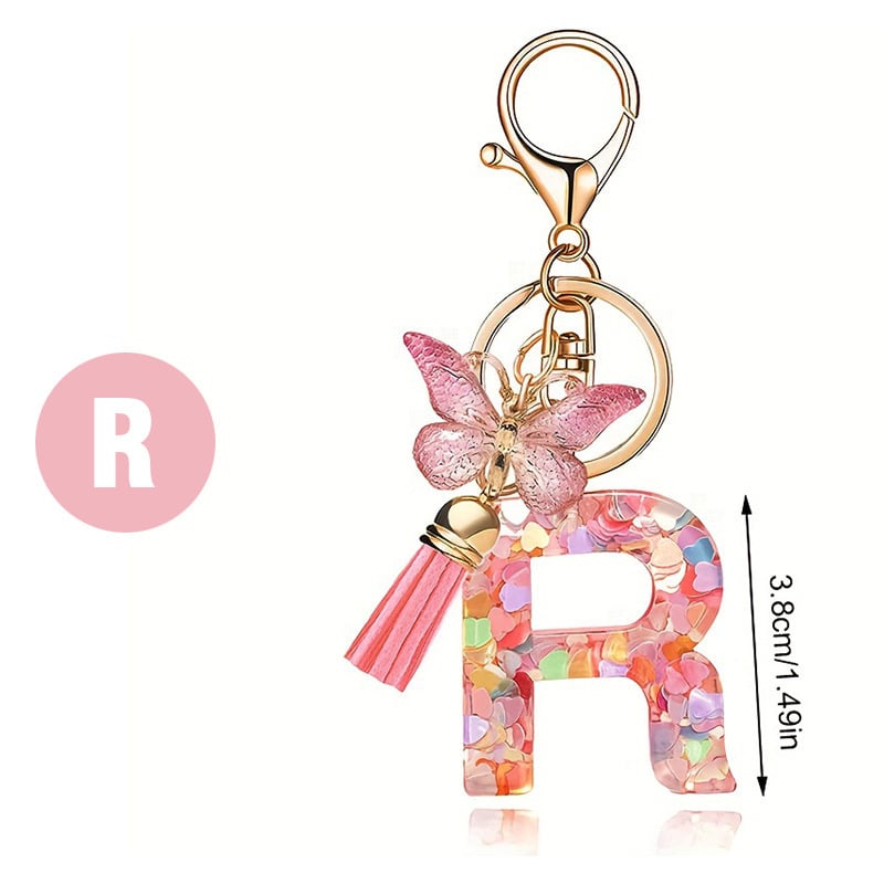 🔥 49% OFF Holiday Sale! 🎁Butterfly Letter Keychain Tassel Design Vibrant Durable Lightweight Gift