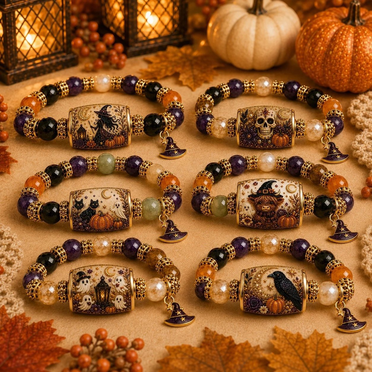 🎃🎃 Limited Edition Halloween Beaded Bracelet Set | Spooky Cute Gift Jewelry🎁