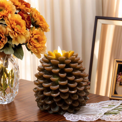 ✨Versatile for Multiple Scenarios! Flameless Pinecone Candles, Suitable for Christmas Decor, Daily Ornaments, Holiday Gifting