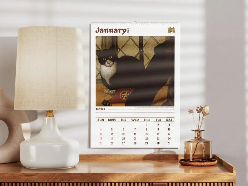Last Day 49% OFF - 🔥Boxing Day Promotion📅Weird cats in renaissance 2026 Wall Calendar