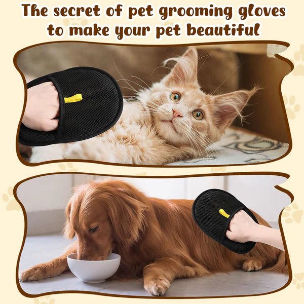 Pet Hair Removal Anti-Static Gloves - Highly Effective, Soft Silicone Material, Washable and Reusable (Home + Car Use)