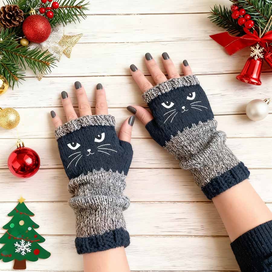 🎁Last Day Promotion 49% OFF🐱Knitted Fingerless Gloves🧶