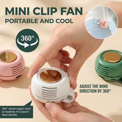 ❄️Mini Bladeless Clip Fan –5H Battery Life🔋Portable Rechargeable Silent Cooling Fan with 3 Speeds & 360° Rotation-AUX