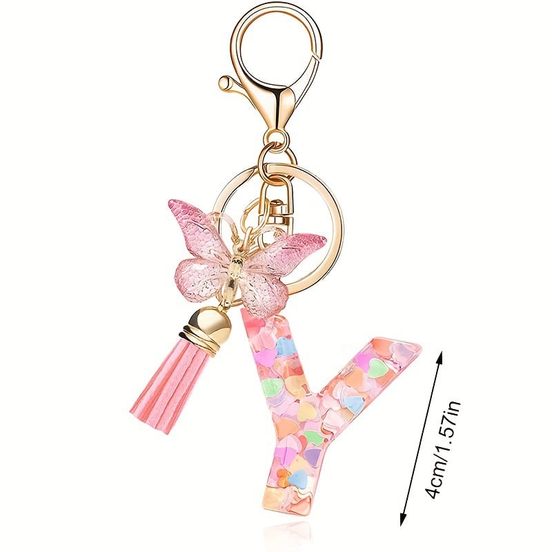 🔥 49% OFF Holiday Sale! 🎁Butterfly Letter Keychain Tassel Design Vibrant Durable Lightweight Gift