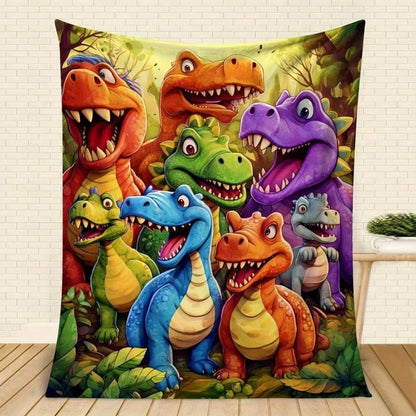 🔥LAST DAY PROMOTION SAVE 49%-Cute Dinosaurs HD Digital Print Flannel Blanket