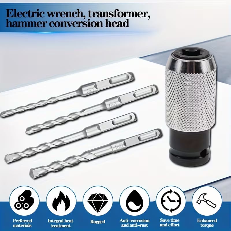 🔥Last Day 49% OFF-Rotary Hammer Adapter with Impact Drill Bits Set