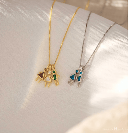 🎁Last Day 49% OFF✨Birthstone Kids Charms Pendant, Triangle Girl Necklace, Family Necklace