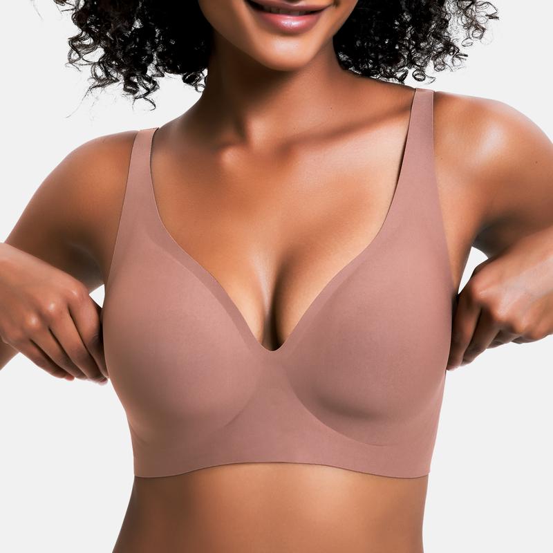 🎁🔥Womens Comfortable Wireless Bras Push Up Bralettes Seamless Tshirts Bras Deep V Everyday Bras
