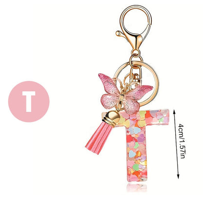 🔥 49% OFF Holiday Sale! 🎁Butterfly Letter Keychain Tassel Design Vibrant Durable Lightweight Gift