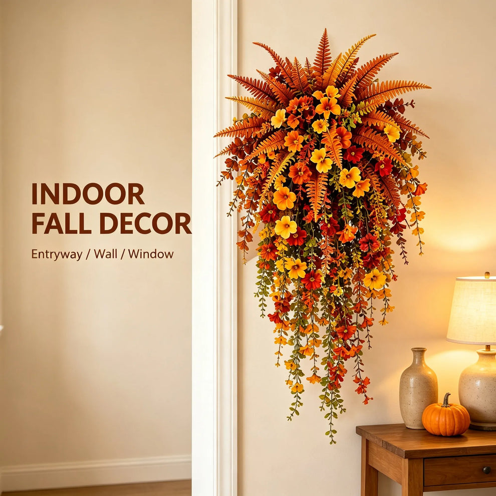 🔥 TODAY ONLY 50% OFF | Real-Touch Autumn Hanging Basket — Instant Fall Porch Decor (No Watering!)