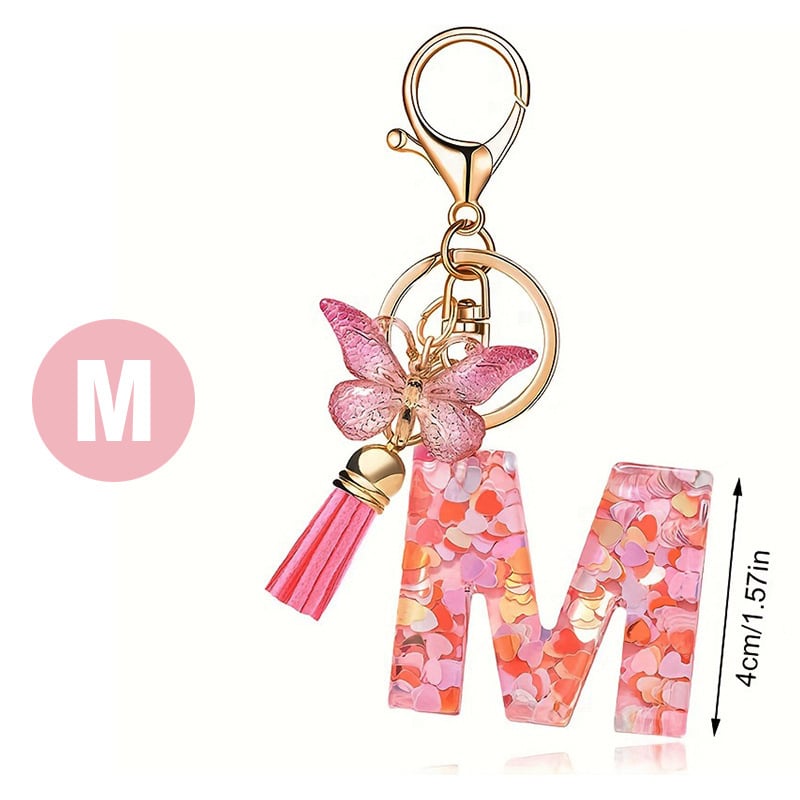 🔥 49% OFF Holiday Sale! 🎁Butterfly Letter Keychain Tassel Design Vibrant Durable Lightweight Gift