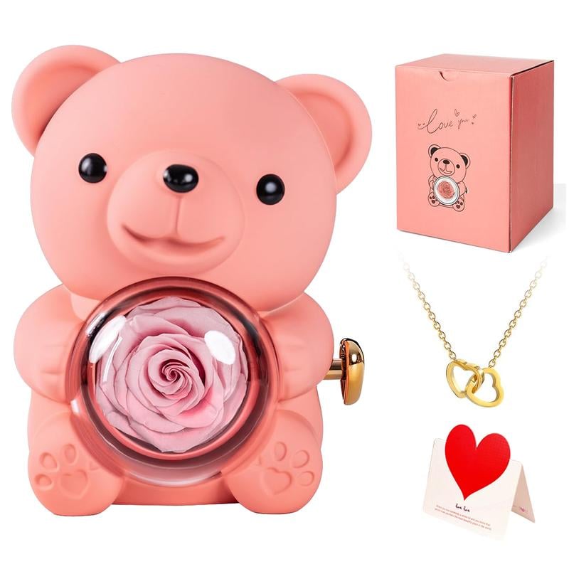 🏆Flash 49%⚡ Almost Gone-🧸 🌹 Cute Teddy Bear with Preserved Rose Gift Box 🎁