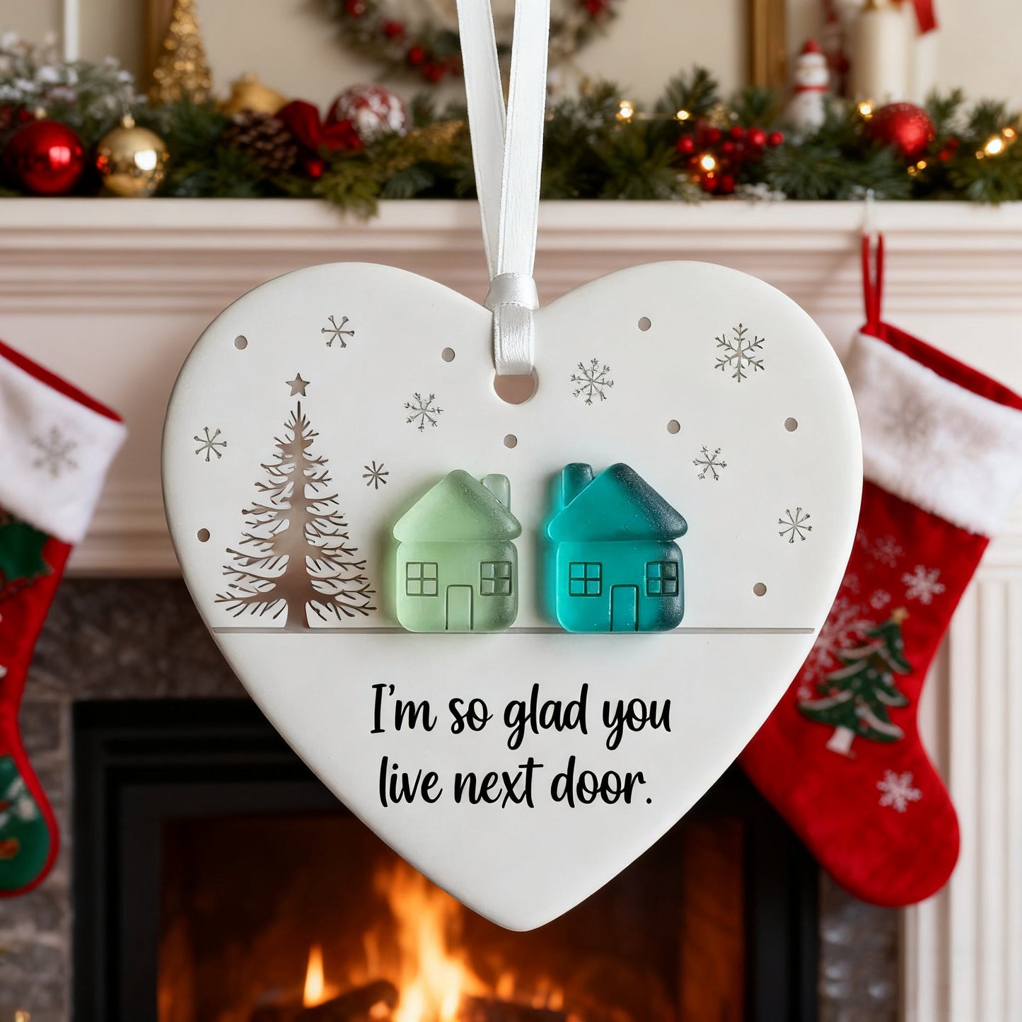 🏠Last Day 49% OFF -💝"I'm so glad you live next door" Christmas Heart-shaped Ornament