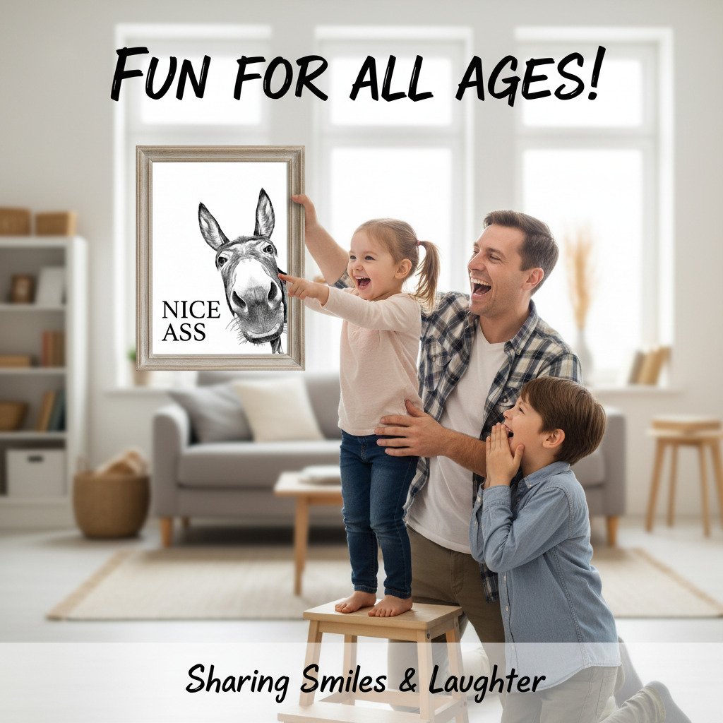 🔥Last Day 49% OFF🤣Funny Bathroom Wall Art - "Nice Ass" Donkey Print