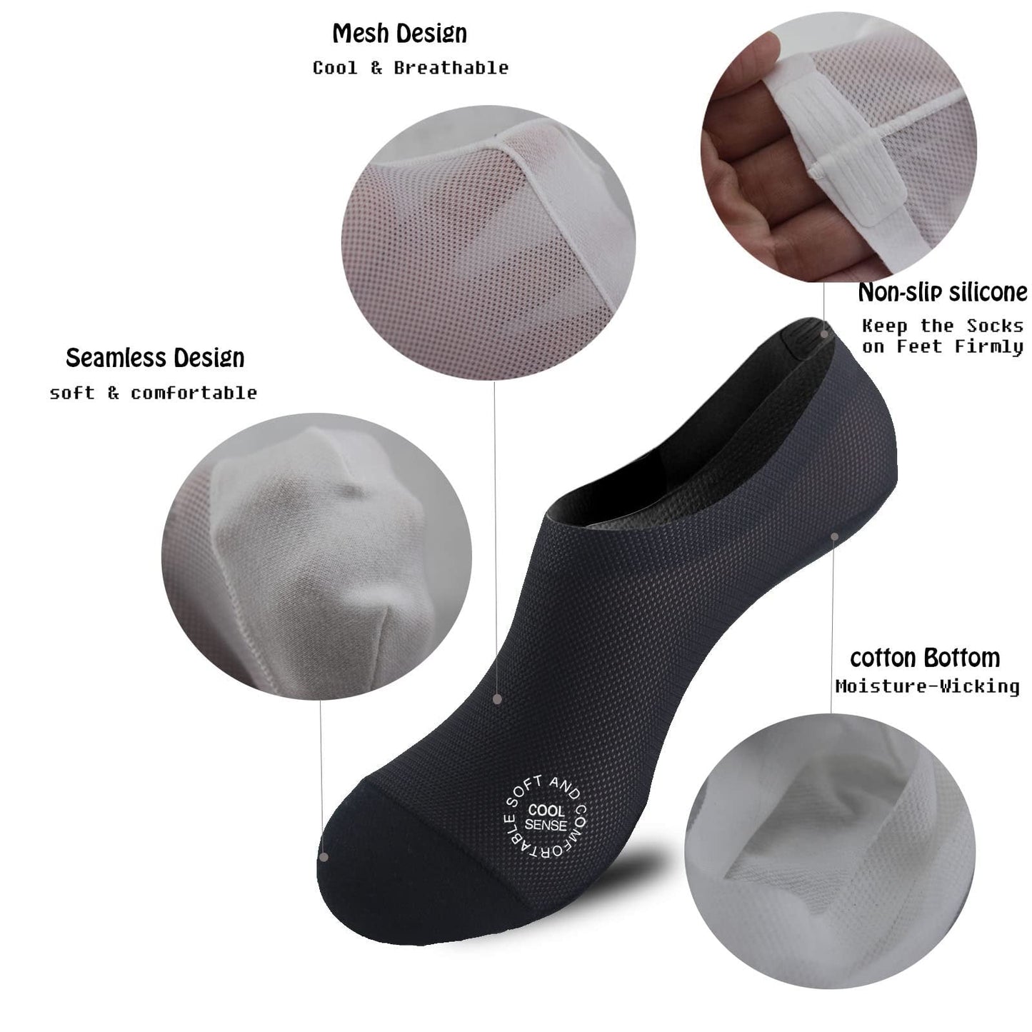 🔥 6-Pair Invisible Grip Socks Pack 🧦 – Breathable Low-Cut Anti-Slip Sweat-Absorbing Design