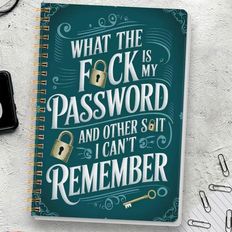 🔥Last Day 49% OFF - 📅Funny Password Notebook - Spiral Bound with Lock Icons & Funny Security Phrases✍️