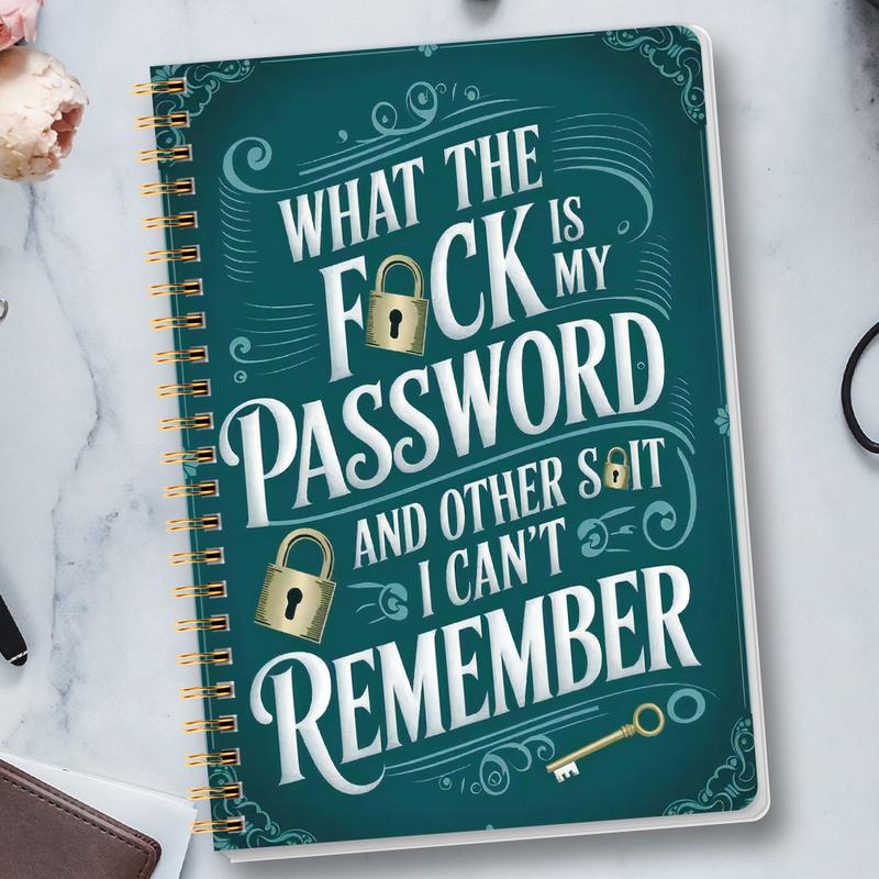 🔥Last Day 49% OFF - 📅Funny Password Notebook - Spiral Bound with Lock Icons & Funny Security Phrases✍️
