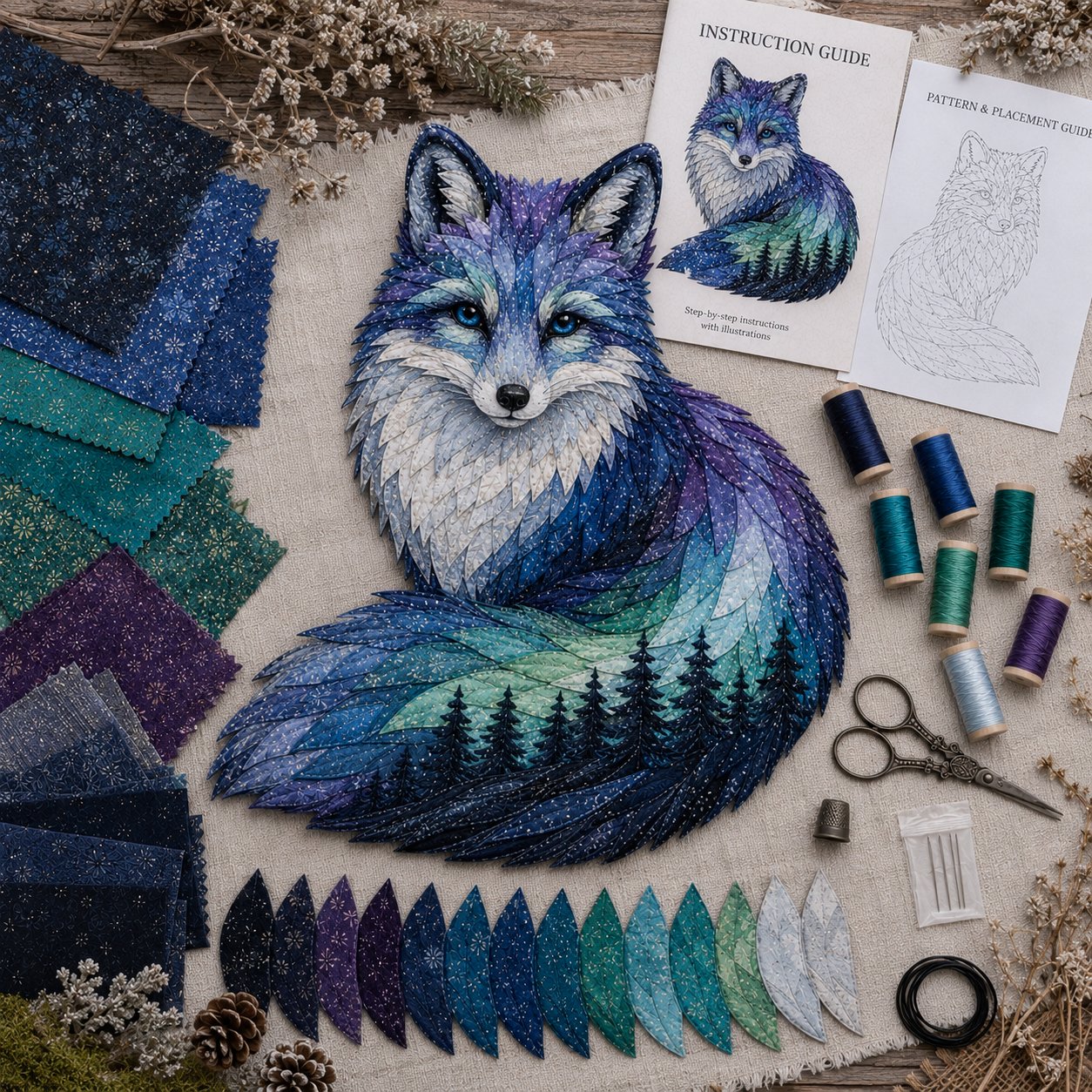 🐺Last Day 49% OFF - 🌌🐺Northern Lights Wildlife DIY Patchwork Kit
