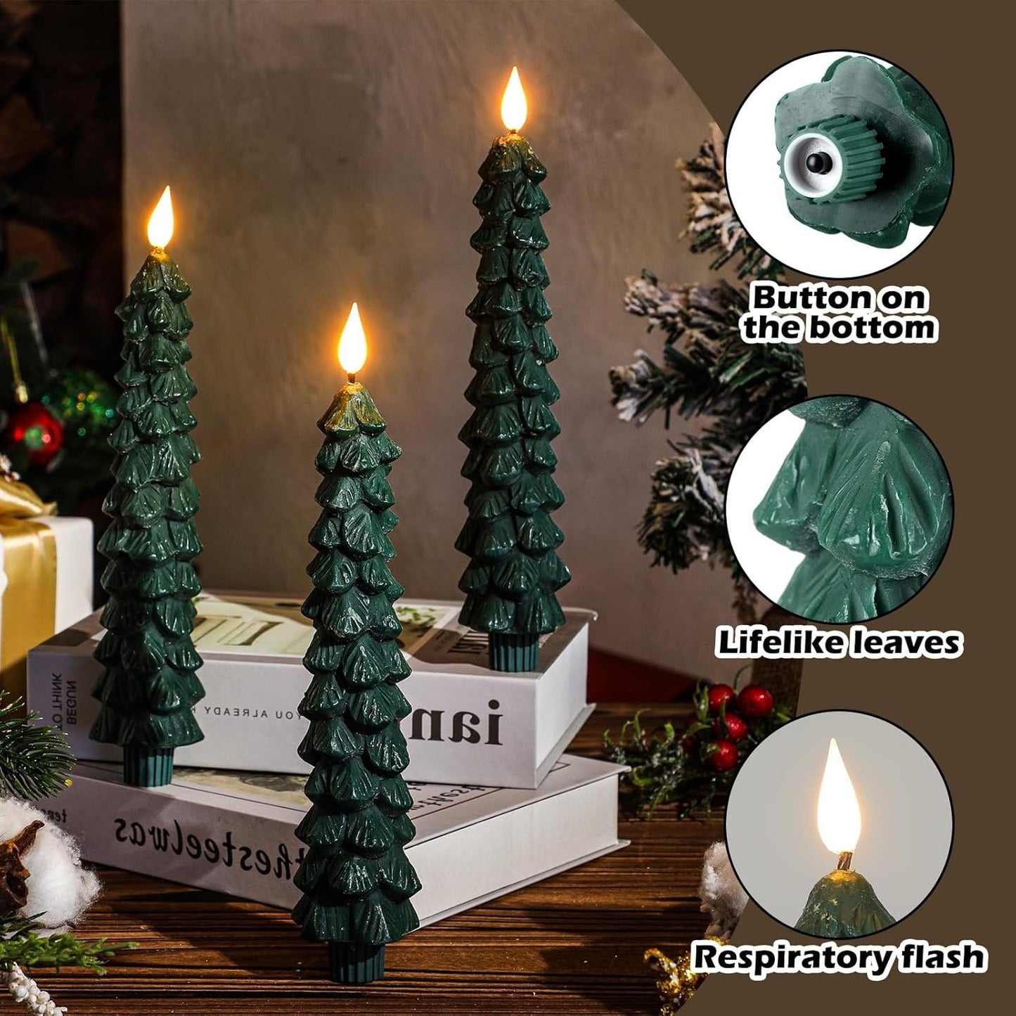 LAST DAY SALE 49% OFF 🌲Christmas Tree Flameless Taper Candle Lights with Remote Control✨