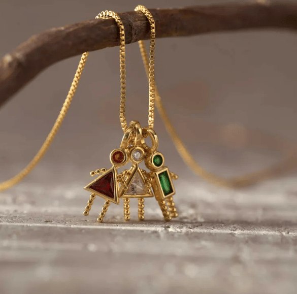 🎁Last Day 49% OFF✨Birthstone Kids Charms Pendant, Triangle Girl Necklace, Family Necklace