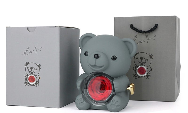 🏆Flash 49%⚡ Almost Gone-🧸 🌹 Cute Teddy Bear with Preserved Rose Gift Box 🎁