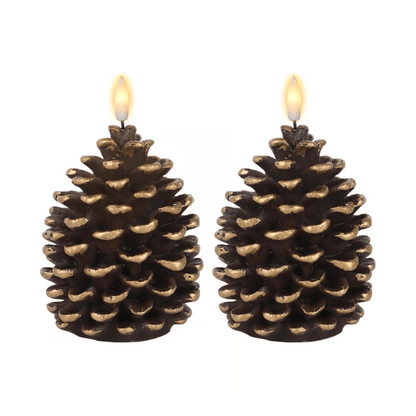 ✨Versatile for Multiple Scenarios! Flameless Pinecone Candles, Suitable for Christmas Decor, Daily Ornaments, Holiday Gifting