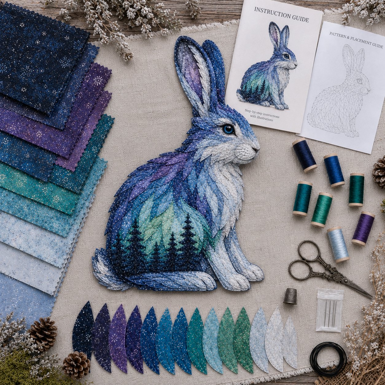 🐺Last Day 49% OFF - 🌌🐺Northern Lights Wildlife DIY Patchwork Kit