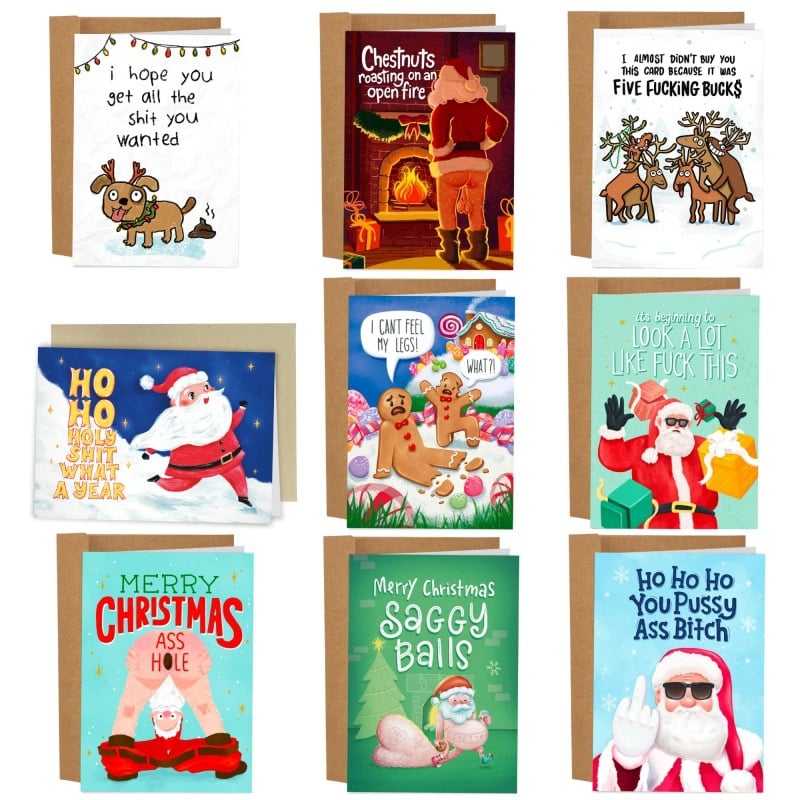 🎄Christmas Hot Sale 48% OFF🎅Greetings Funny Inappropriate Christmas Card 9-Piece Set