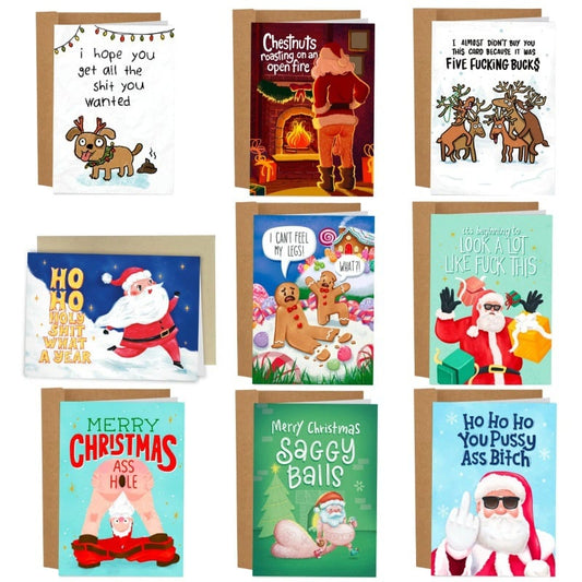 🎄Christmas Hot Sale 48% OFF🎅Greetings Funny Inappropriate Christmas Card 9-Piece Set