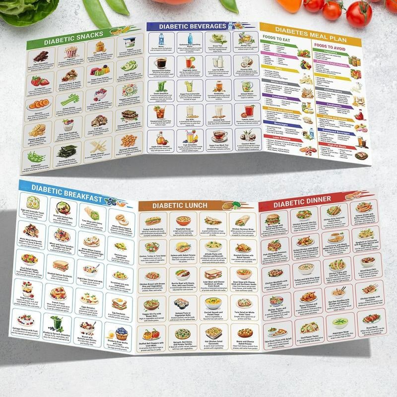 🎁Hot Sale 49% OFF - 3 Counts Diabetic Food Chart Brochure & Meal Planner - Low GI Foods, Calories, Glycemic Index, and Vitamin Chart