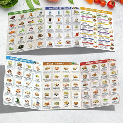 🎁Hot Sale 49% OFF - 3 Counts Diabetic Food Chart Brochure & Meal Planner - Low GI Foods, Calories, Glycemic Index, and Vitamin Chart