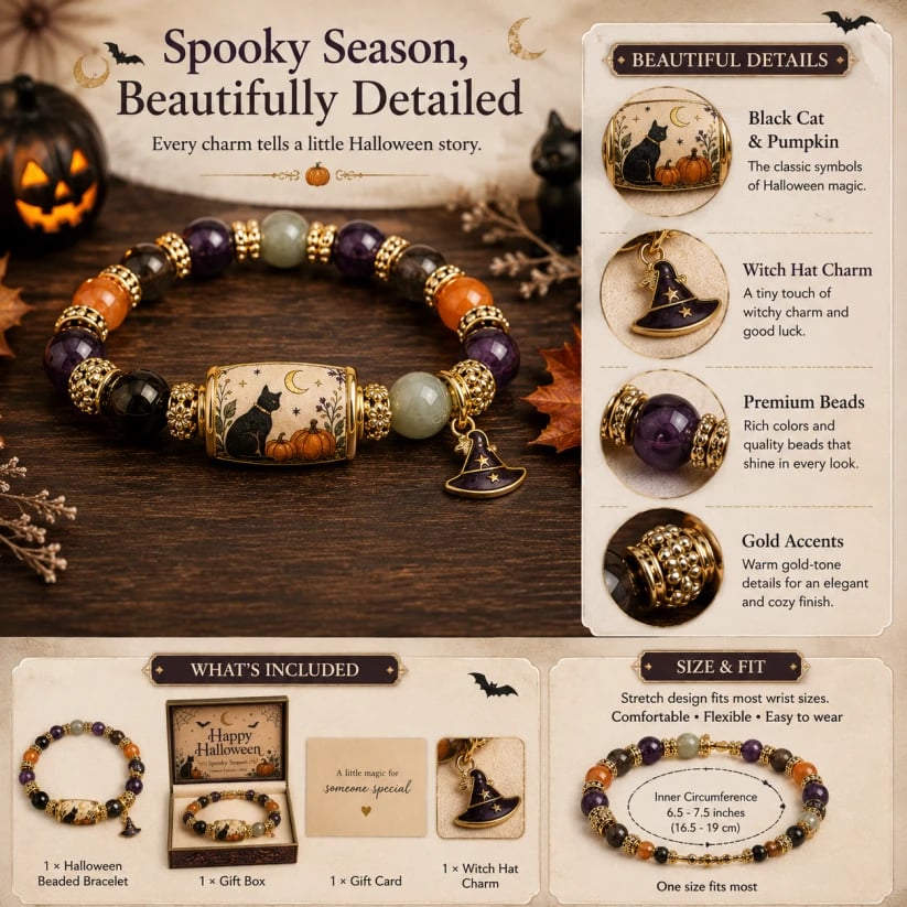 🎃🎃 Limited Edition Halloween Beaded Bracelet Set | Spooky Cute Gift Jewelry🎁