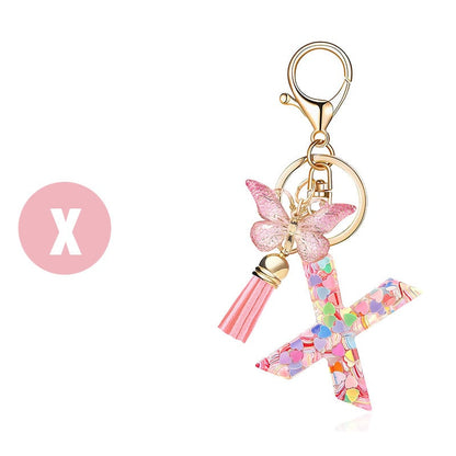 🔥 49% OFF Holiday Sale! 🎁Butterfly Letter Keychain Tassel Design Vibrant Durable Lightweight Gift