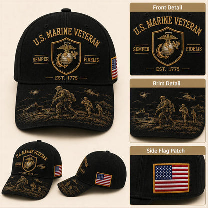 U.S. Marine Veteran Semper Fidelis Commemorative Cap 🎁 Free Honor Coin With Every Cap Purchase