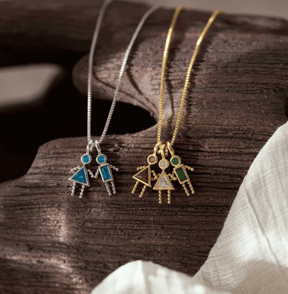 🎁Last Day 49% OFF✨Birthstone Kids Charms Pendant, Triangle Girl Necklace, Family Necklace