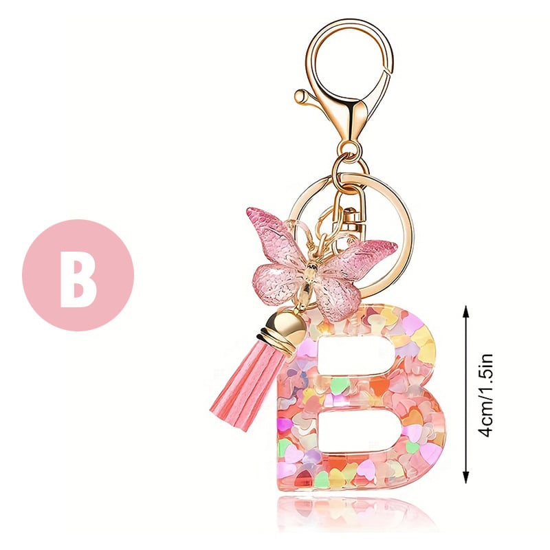 🔥 49% OFF Holiday Sale! 🎁Butterfly Letter Keychain Tassel Design Vibrant Durable Lightweight Gift