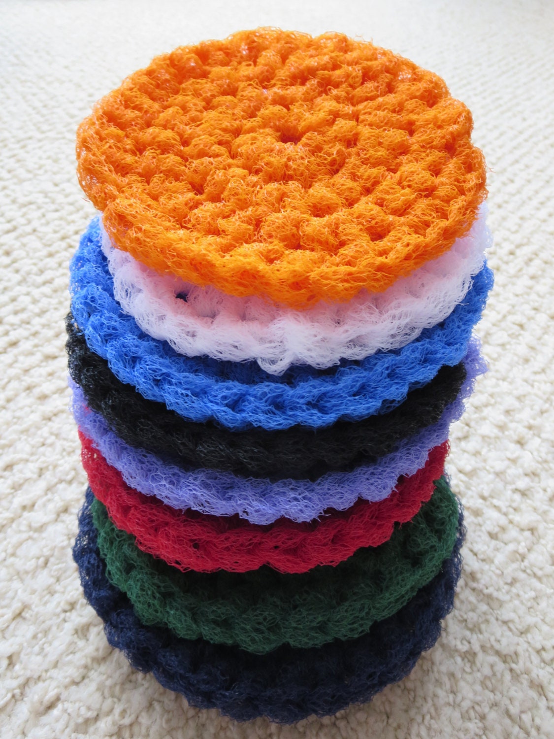 6-Piece Crochet Nylon Mesh Dish Scrubbers, Reusable Kitchen Cleaning Pads for Dishwashing