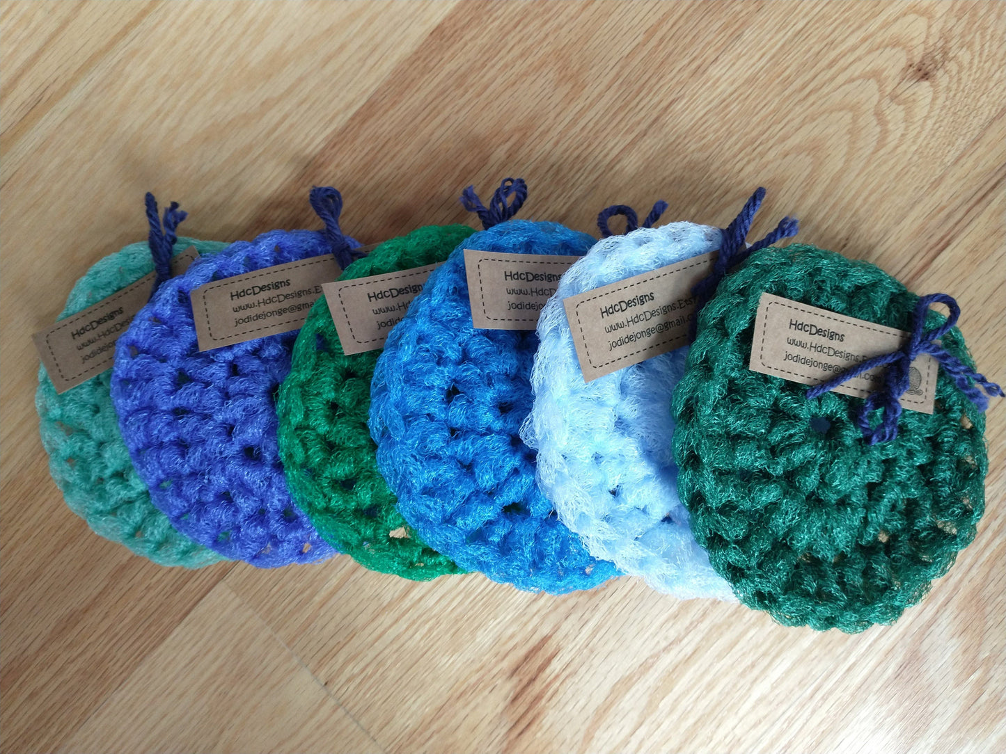 6-Piece Crochet Nylon Mesh Dish Scrubbers, Reusable Kitchen Cleaning Pads for Dishwashing