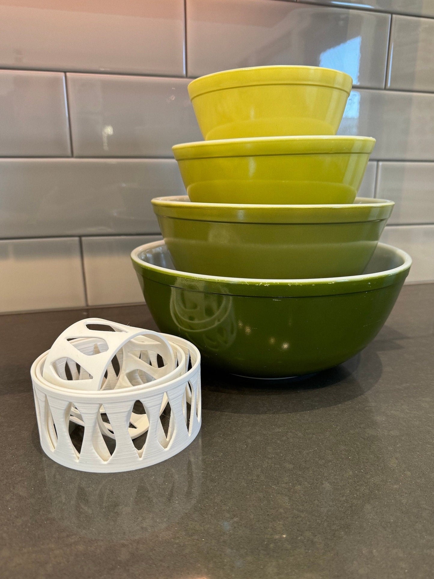 Set of 3 Acrylic Display Stands for Mixing Bowls and Cinderella Bowls, Bowl Risers for Kitchen Organization, Stands Only